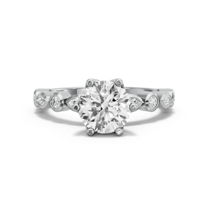 Image for Round Scallopes Six Prongs Ring with Alternating Marquise band in 950 Platinum