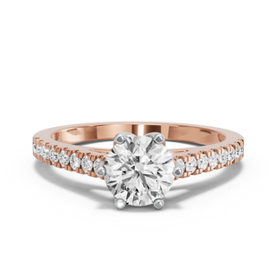 Image for Round Scallopes Six Prongs Ring with Cathedral Pave band
