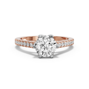 Image for Round Scallopes Six Prongs Ring with Cathedral Pave band