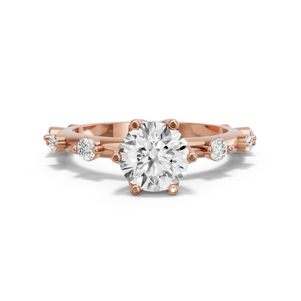 Image for Round Scallopes Six Prongs Ring with Floating Station band