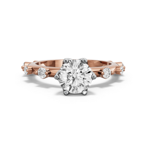 Image for Round Scallopes Six Prongs Ring with Floating Station band