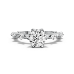 Image for Round Scallopes Six Prongs Ring with Floating Station band in 950 Platinum