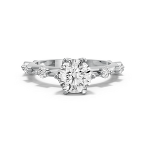 Image for Round Scallopes Six Prongs Ring with Floating Station band