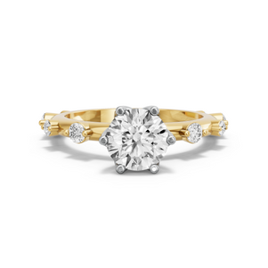Image for Round Scallopes Six Prongs Ring with Floating Station band