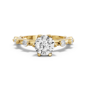 Image for Round Scallopes Six Prongs Ring with Floating Station band