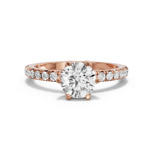 Image for Round Scallopes Six Prongs Ring with French Pave band
