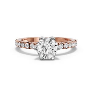 Image for Round Scallopes Six Prongs Ring with French Pave band