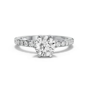 Image for Round Scallopes Six Prongs Ring with French Pave band