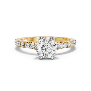 Image for Round Scallopes Six Prongs Ring with French Pave band