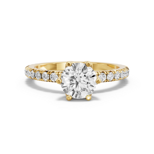 Image for Round Scallopes Six Prongs Ring with French Pave band