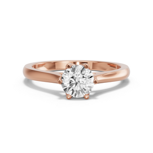 Image for Round Scallopes Six Prongs Ring with Knife Edge Cathedral band