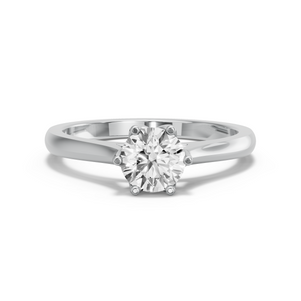 Image for Round Scallopes Six Prongs Ring with Knife Edge Cathedral band