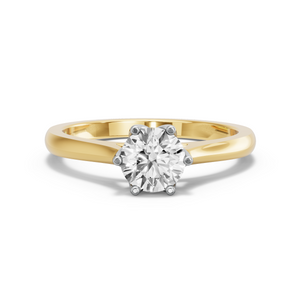 Image for Round Scallopes Six Prongs Ring with Knife Edge Cathedral band