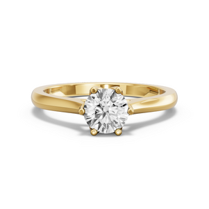 Image for Round Scallopes Six Prongs Ring with Knife Edge Cathedral band