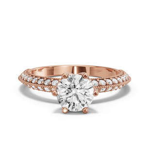 Image for Round Scallopes Six Prongs Ring with Knife Edge Pave band
