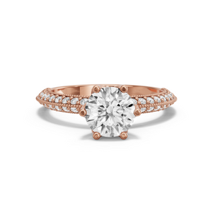 Image for Round Scallopes Six Prongs Ring with Knife Edge Pave band