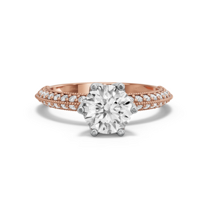 Image for Round Scallopes Six Prongs Ring with Knife Edge Pave band