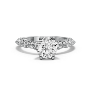 Image for Round Scallopes Six Prongs Ring with Knife Edge Pave band