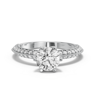Image for Round Scallopes Six Prongs Ring with Knife Edge Pave band