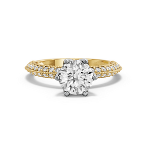 Image for Round Scallopes Six Prongs Ring with Knife Edge Pave band