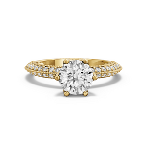 Image for Round Scallopes Six Prongs Ring with Knife Edge Pave band
