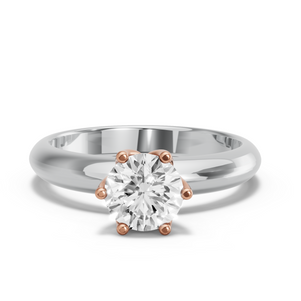 Image for Round Scallopes Six Prongs Ring with Knife Edge Solitaire band