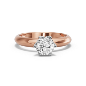 Image for Round Scallopes Six Prongs Ring with Knife Edge Solitaire band