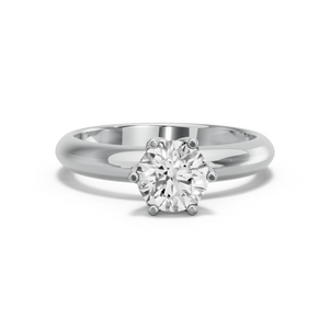 Image for Round Scallopes Six Prongs Ring with Knife Edge Solitaire band