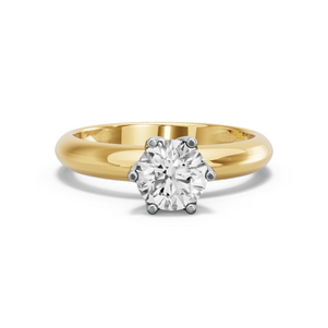 Image for Round Scallopes Six Prongs Ring with Knife Edge Solitaire band