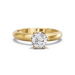 Image for Round Scallopes Six Prongs Ring with Knife Edge Solitaire band