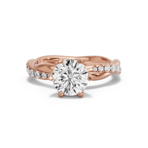 Image for Round Scallopes Six Prongs Ring with Rope Pave band