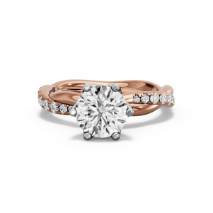 Image for Round Scallopes Six Prongs Ring with Rope Pave band