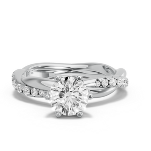 Image for Round Scallopes Six Prongs Ring with Rope Pave band