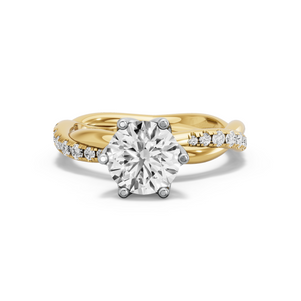 Image for Round Scallopes Six Prongs Ring with Rope Pave band
