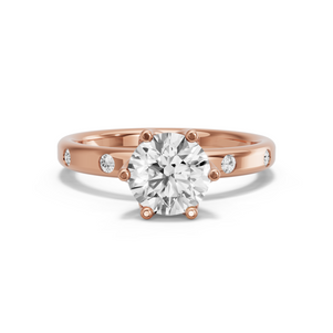 Image for Round Scallopes Six Prongs Ring with Sleek Accent band