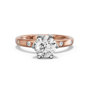Image for Round Scallopes Six Prongs Ring with Sleek Accent band