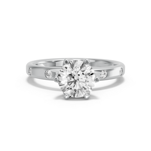 Image for Round Scallopes Six Prongs Ring with Sleek Accent band