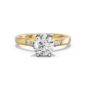 Image for Round Scallopes Six Prongs Ring with Sleek Accent band