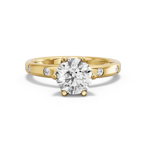Image for Round Scallopes Six Prongs Ring with Sleek Accent band