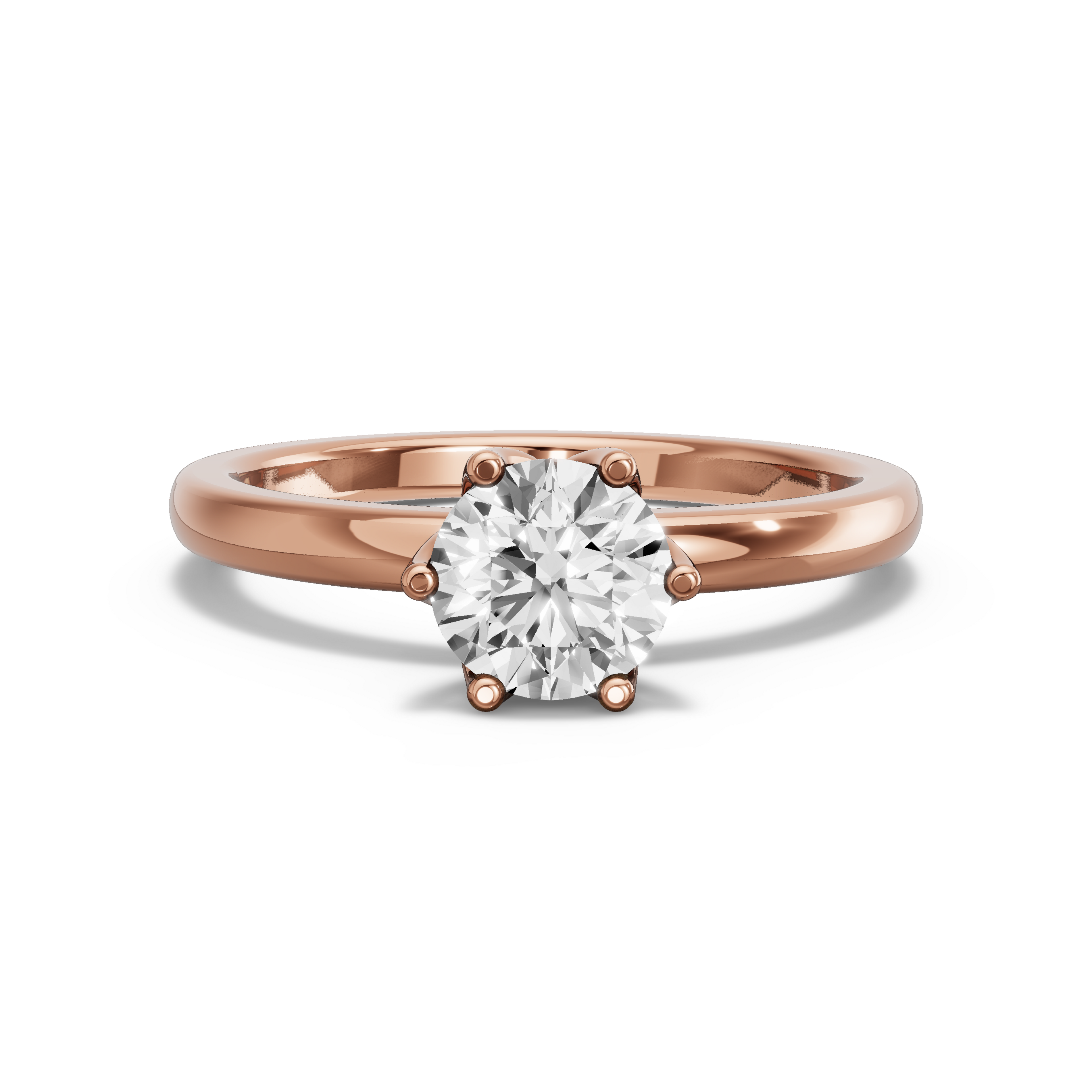Image for Round Scallopes Six Prongs Ring with Solitaire band in 10K Rose Gold
