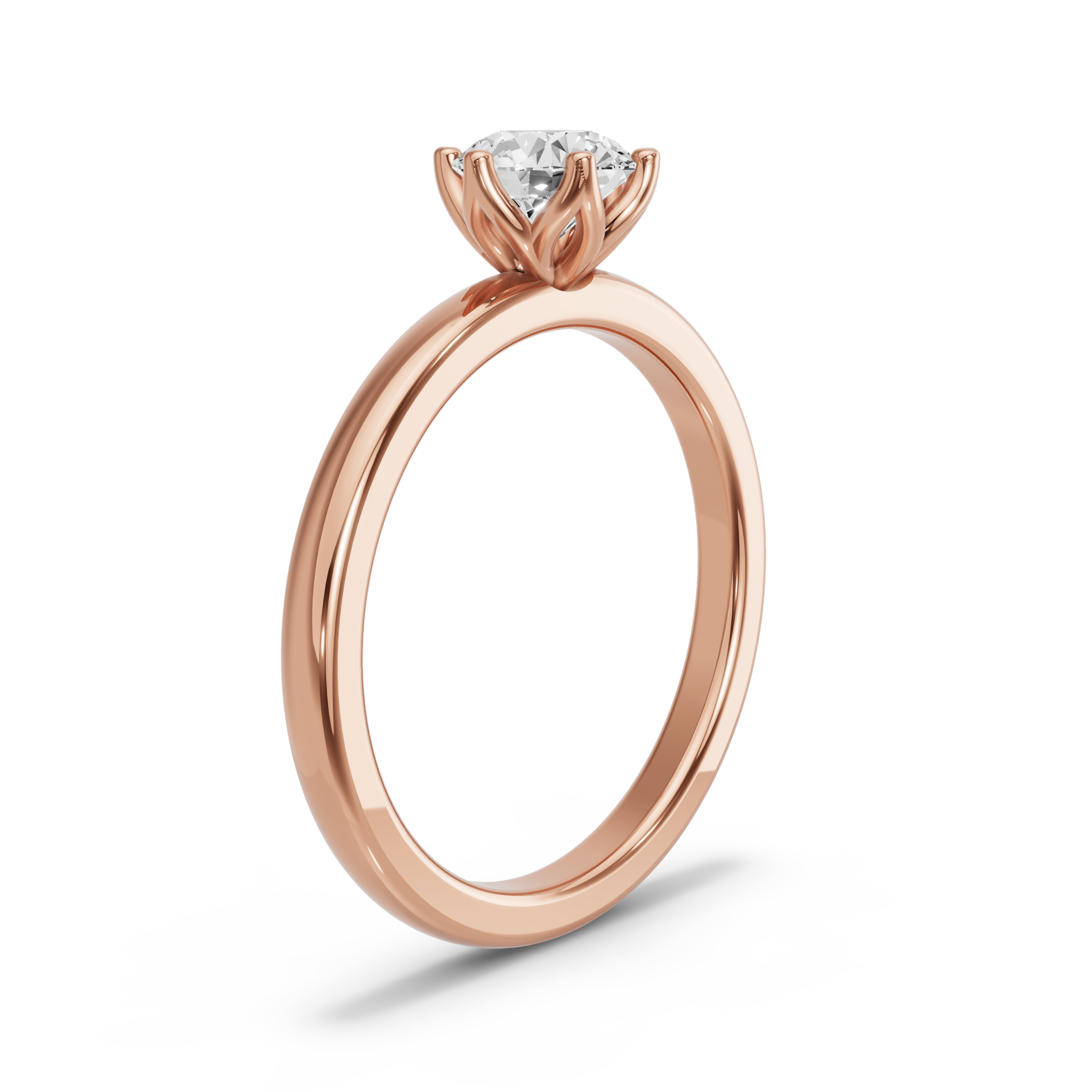 Image for Round Scallopes Six Prongs Ring with Solitaire band in 18K Rose Gold