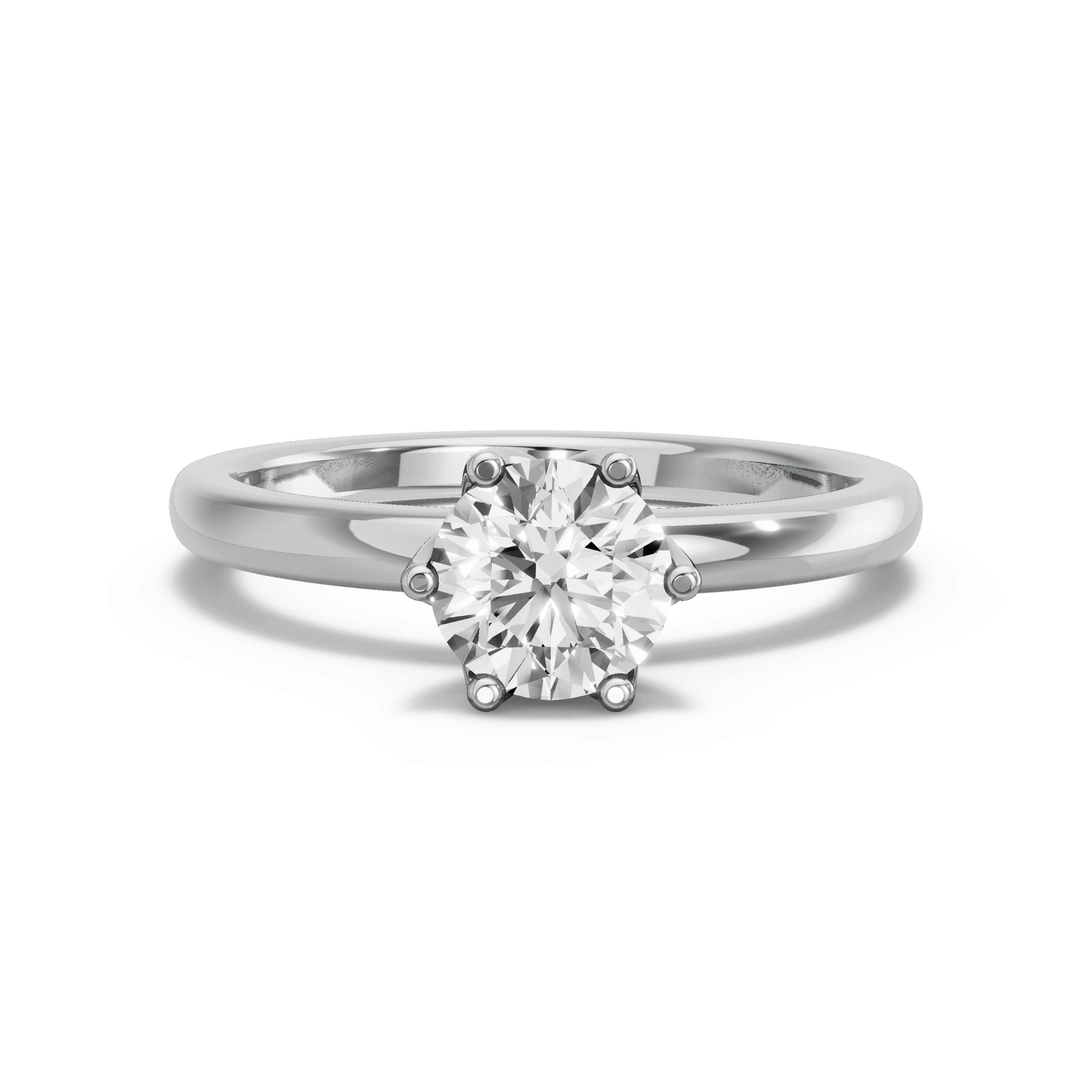 Image for Round Scallopes Six Prongs Ring with Solitaire band in 950 Platinum