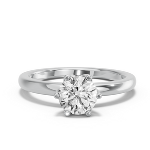 Image for Round Scallopes Six Prongs Ring with Solitaire band