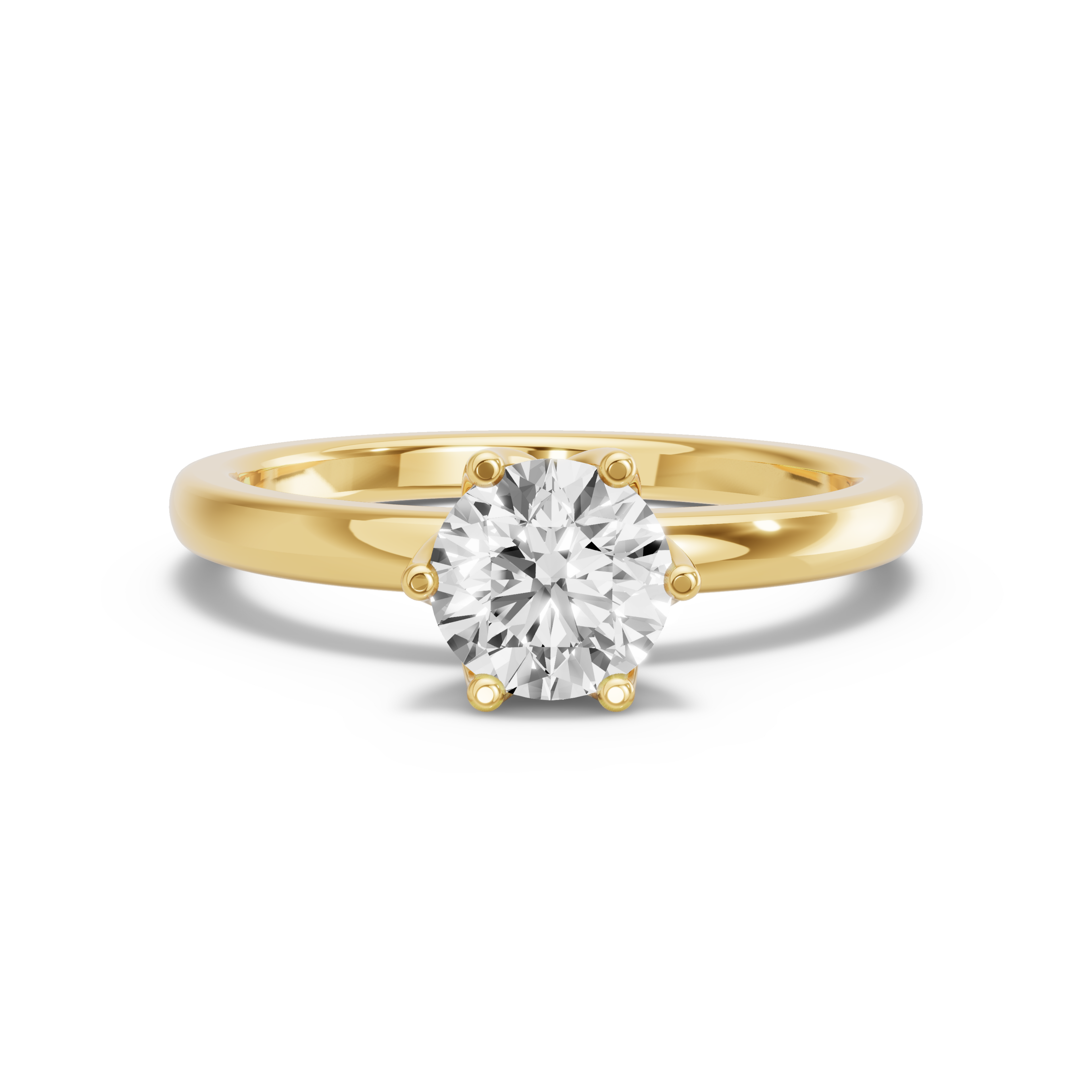 Image for Round Scallopes Six Prongs Ring with Solitaire band in 10K Yellow Gold