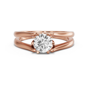 Image for Round Scallopes Six Prongs Ring with Split Ring Solitaire band