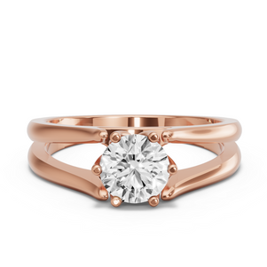 Image for Round Scallopes Six Prongs Ring with Split Ring Solitaire band