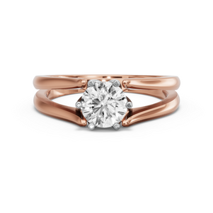 Image for Round Scallopes Six Prongs Ring with Split Ring Solitaire band