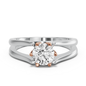 Image for Round Scallopes Six Prongs Ring with Split Ring Solitaire band