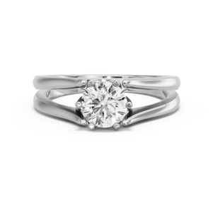 Image for Round Scallopes Six Prongs Ring with Split Ring Solitaire band
