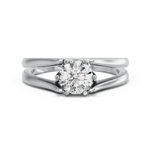 Image for Round Scallopes Six Prongs Ring with Split Ring Solitaire band in 950 Platinum